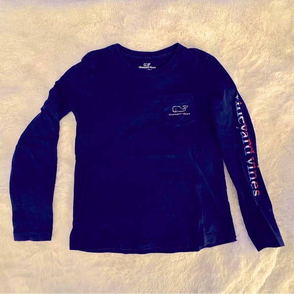 Vineyard Vines Kids Navy Long Sleeve Shirt, S, 7-8 - Picture 2 of 7